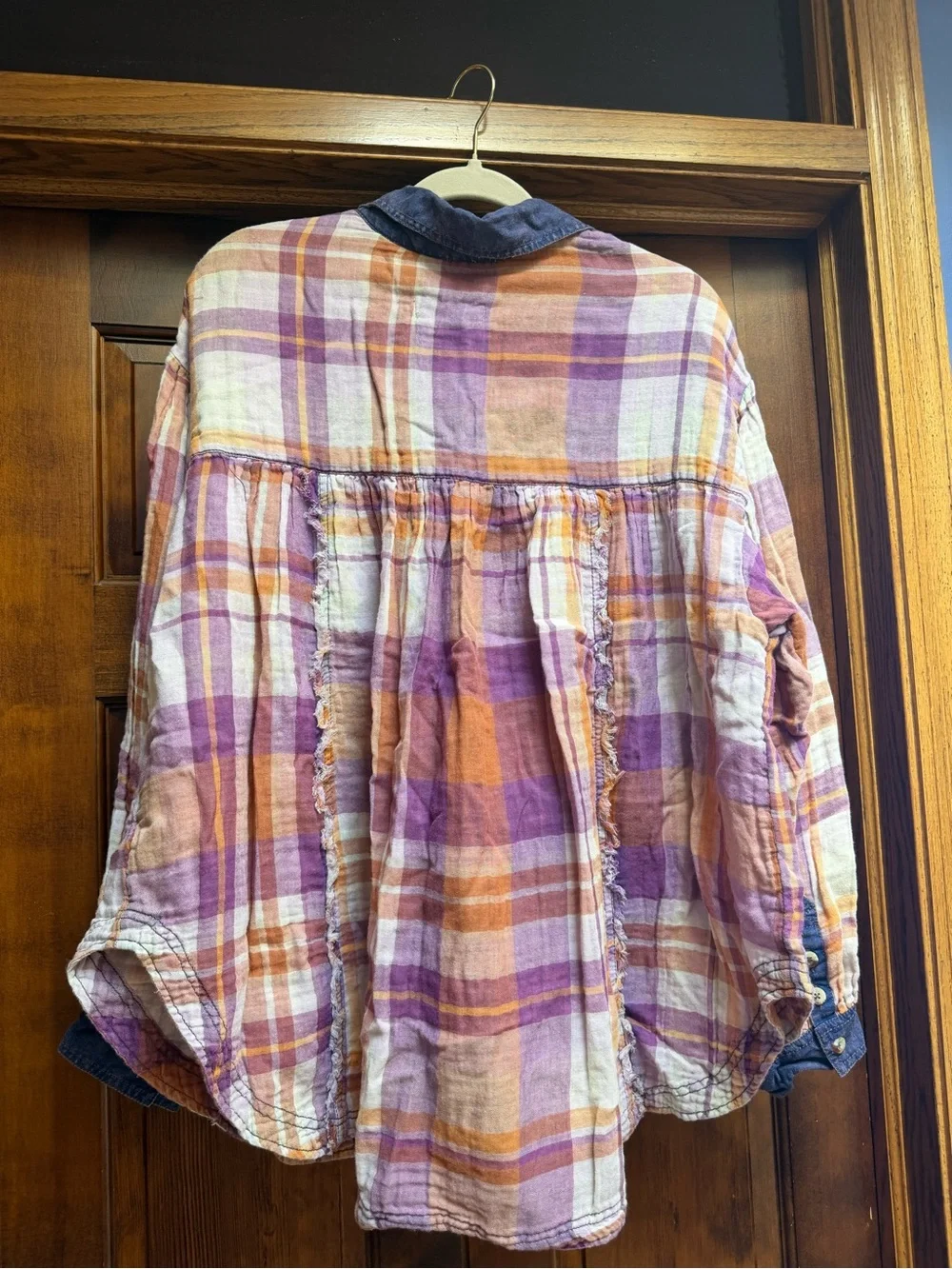 Free People Olivia Plaid Button Shirt, Size Medium